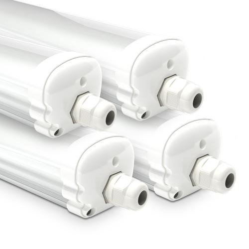 Set van 4 LED TL armaturen 120cm - IP65 Waterdicht - 36 Watt - 4320 Lumen - 6500K Daglicht wit - Koppelbaar - IK07 - S-Series Tri-Proof plafondverlichting