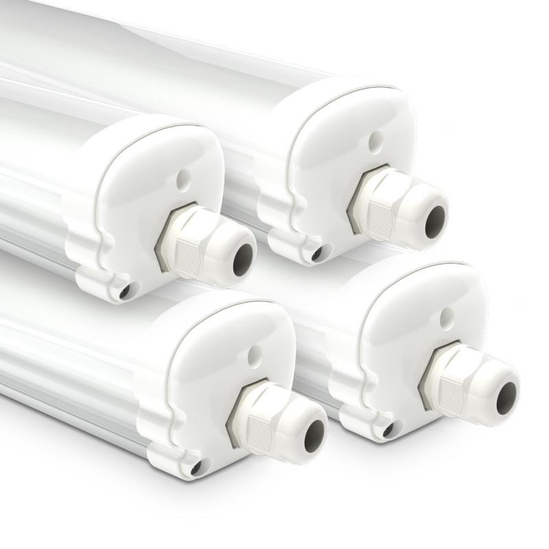 Set van 4 LED TL armaturen 120cm - IP65 Waterdicht - 36 Watt - 4320 Lumen - 6500K Daglicht wit - Koppelbaar - IK07 - S-Series Tri-Proof plafondverlichting