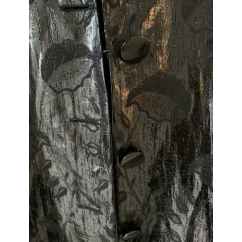 Zwart metallic blinkend jasje bloemenprint 48 50 XL
