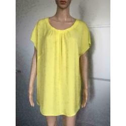 D216 ERFO maat 44=L geel blouse lang top tuniek