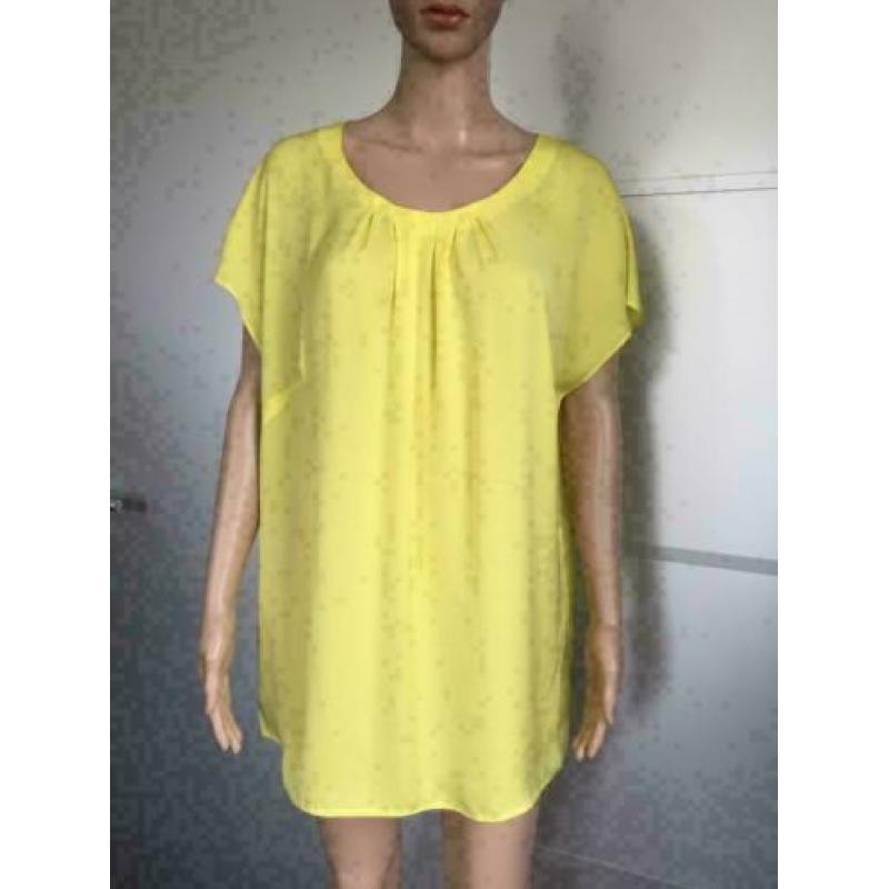 D216 ERFO maat 44=L geel blouse lang top tuniek