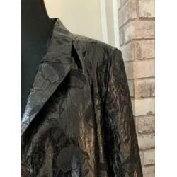 Zwart metallic blinkend jasje bloemenprint 48 50 XL