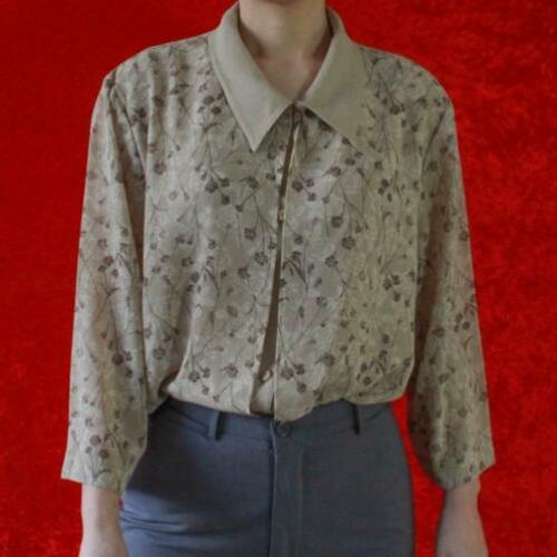 Vintage beige blouse bruin 2.0 bloem