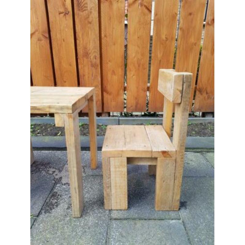 Steigerhouten kindersetje tafel stoel steigerhoud kind