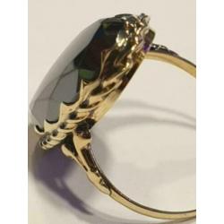 Mooie 14 karaat gouden ring met Hematiet