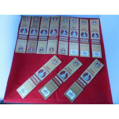 11 van Nelle koffie goudmerk labels uit ong.1957.uit archief