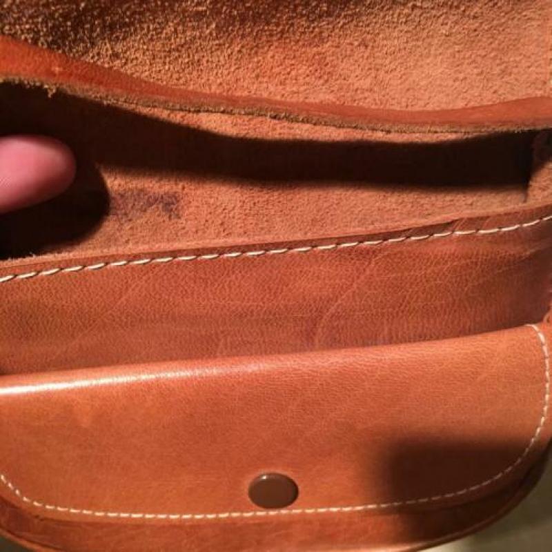 Vintage leren tasje/ saddle bag cognac
