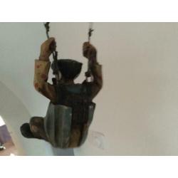 2 X Deco vintage mooie oude parachute met parachutist