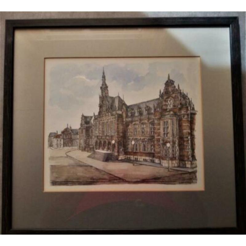 Aquarel / Litho van A. Brobbel / Rijksuniversiteit Groningen