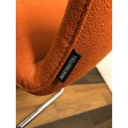 5x Martin Stoll Design stoelen (Oranje stof) chroom slede!!
