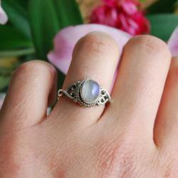 925 sterling zilveren ring met edelsteen maansteen onyx