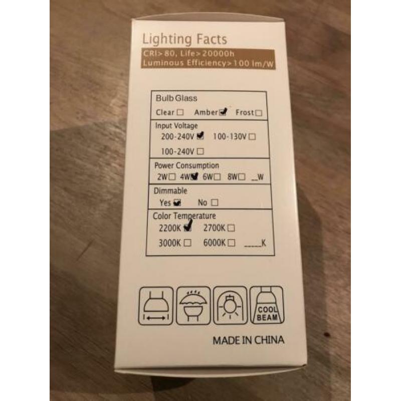 10 stuks ledlamp Tsong 4watt design gold- warmwit dimbaar