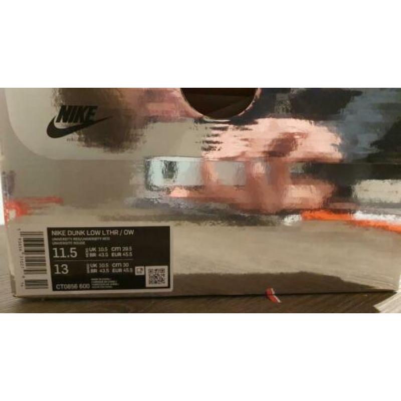 Nike dunk X Off White University Red 45 1/2