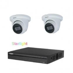 8MP Dahua Starlight IP POE camera set/4CH NVR+2x cameras