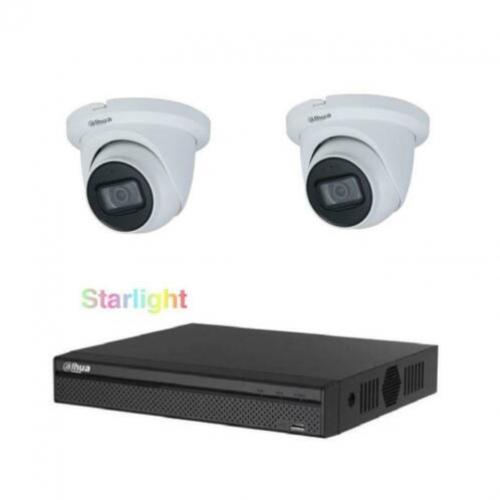 8MP Dahua Starlight IP POE camera set/4CH NVR+2x cameras