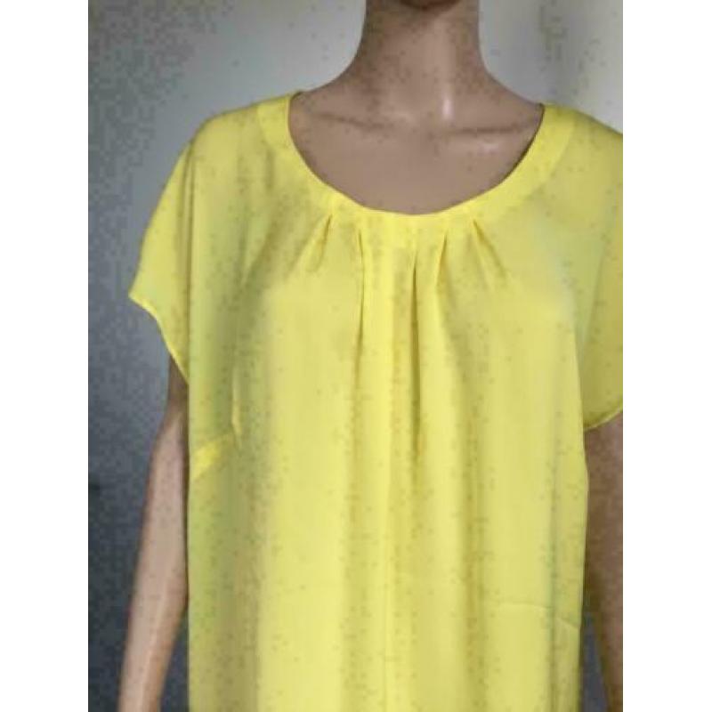 D216 ERFO maat 44=L geel blouse lang top tuniek