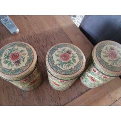 3x Voorraadbussen bloemenprint brocante