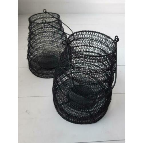 Windlicht, handgemaakt, 2 stuks