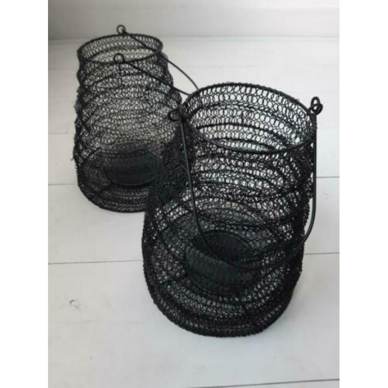 Windlicht, handgemaakt, 2 stuks