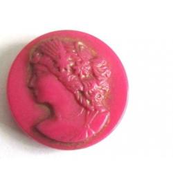 Luxe vintage lucite Camee rond kraal vrouw Ø 30mm gat: 3mm