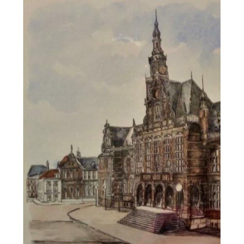 Aquarel / Litho van A. Brobbel / Rijksuniversiteit Groningen