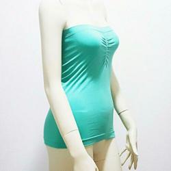 Strapless top turquoise blauw zomer stretch mt. S: 5,-