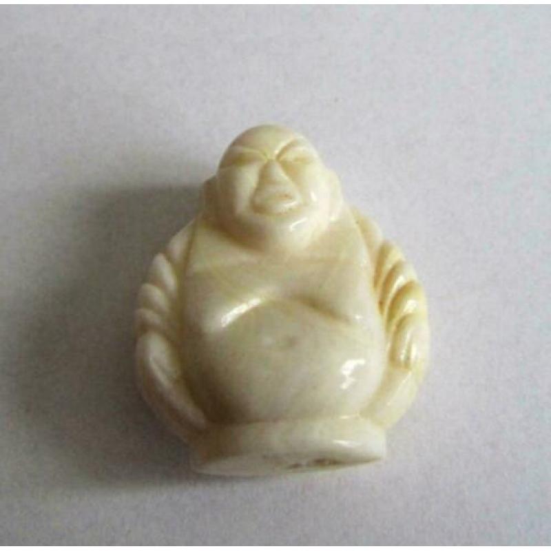 Luxe Vintage Lucite Happy Boeddha kraal groot ivoor wit