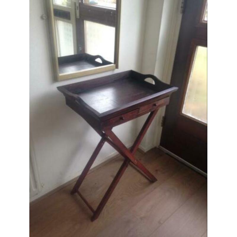 Bijzettafel, tafel koloniaal look met twee lades