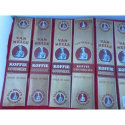 11 van Nelle koffie goudmerk labels uit ong.1957.uit archief