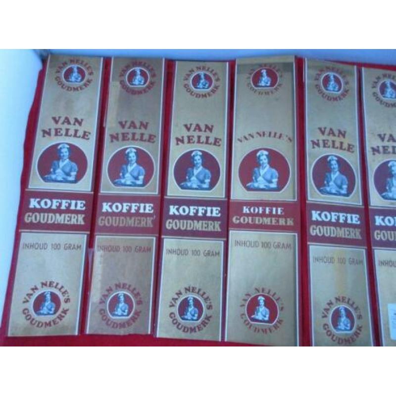11 van Nelle koffie goudmerk labels uit ong.1957.uit archief