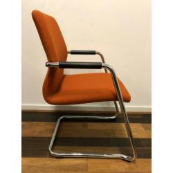 5x Martin Stoll Design stoelen (Oranje stof) chroom slede!!