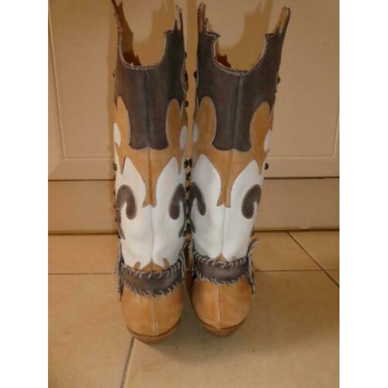 Phard laarzen western cowboy bruintinten crème maat 37 ZGAN