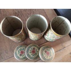 3x Voorraadbussen bloemenprint brocante