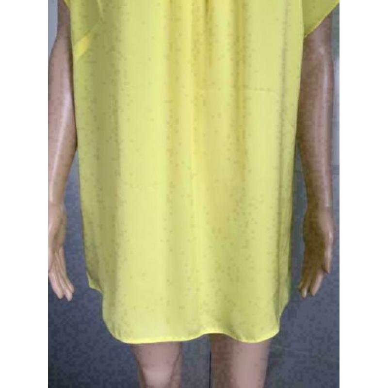 D216 ERFO maat 44=L geel blouse lang top tuniek