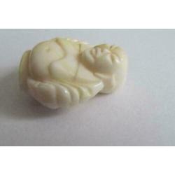 Luxe Vintage Lucite Happy Boeddha kraal groot ivoor wit