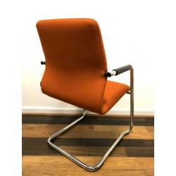5x Martin Stoll Design stoelen (Oranje stof) chroom slede!!