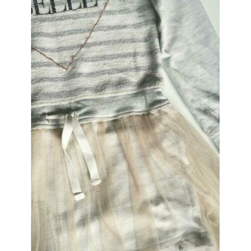 Scotch R'Belle tulle sweat jurk 128 Grijs Streep