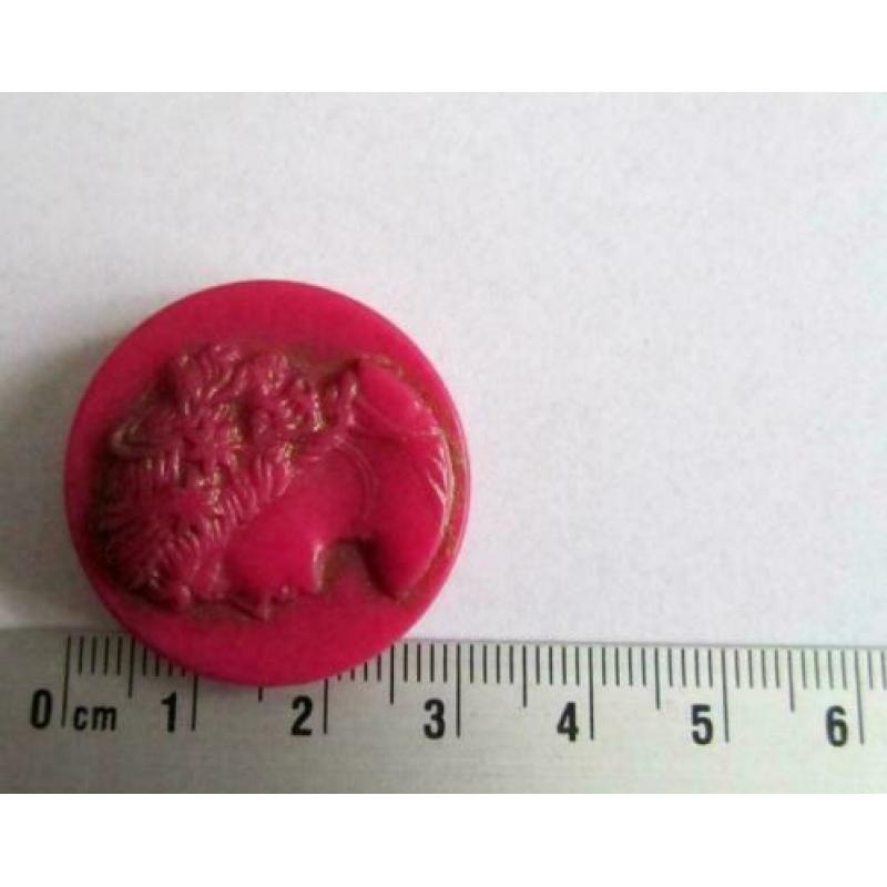 Luxe vintage lucite Camee rond kraal vrouw Ø 30mm gat: 3mm