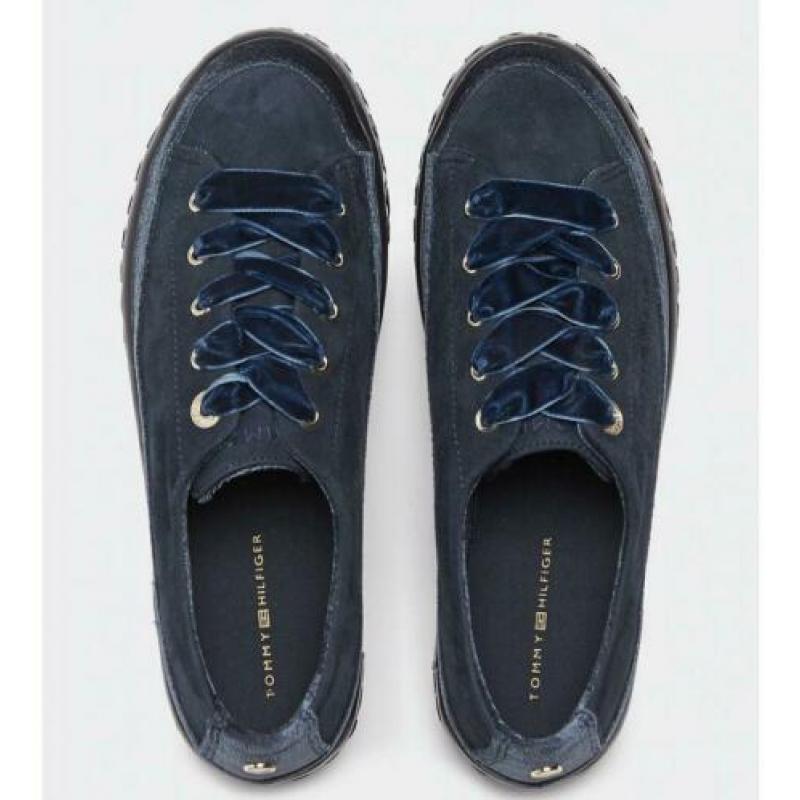 Tommy hilfiger maat 38 platformsneaker met fluwelen veters