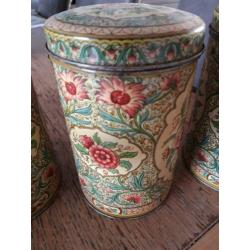3x Voorraadbussen bloemenprint brocante