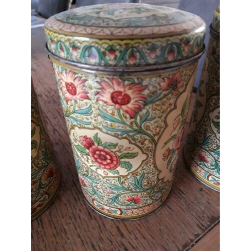 3x Voorraadbussen bloemenprint brocante