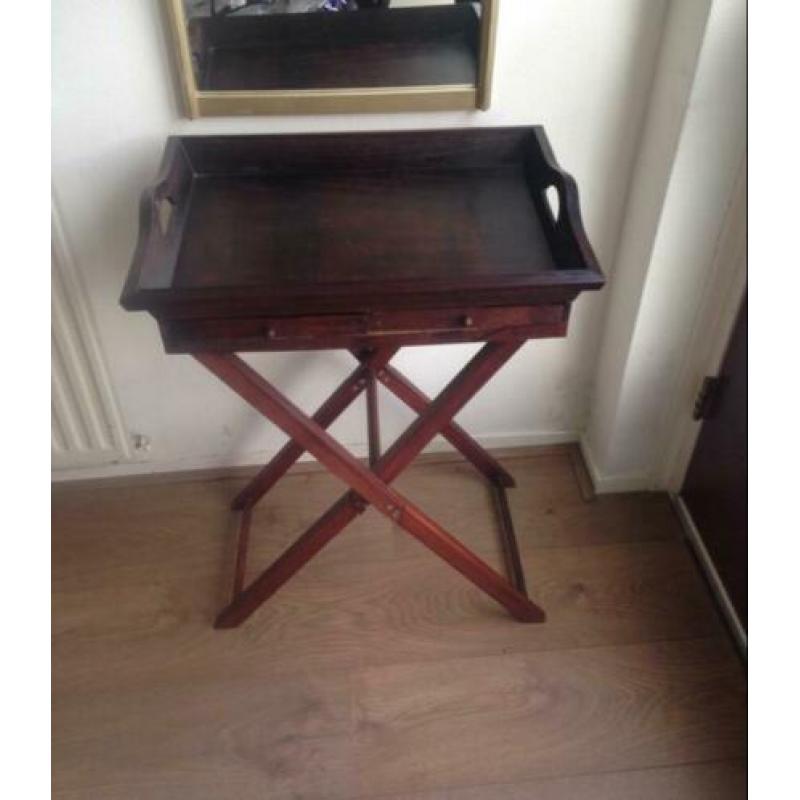 Bijzettafel, tafel koloniaal look met twee lades