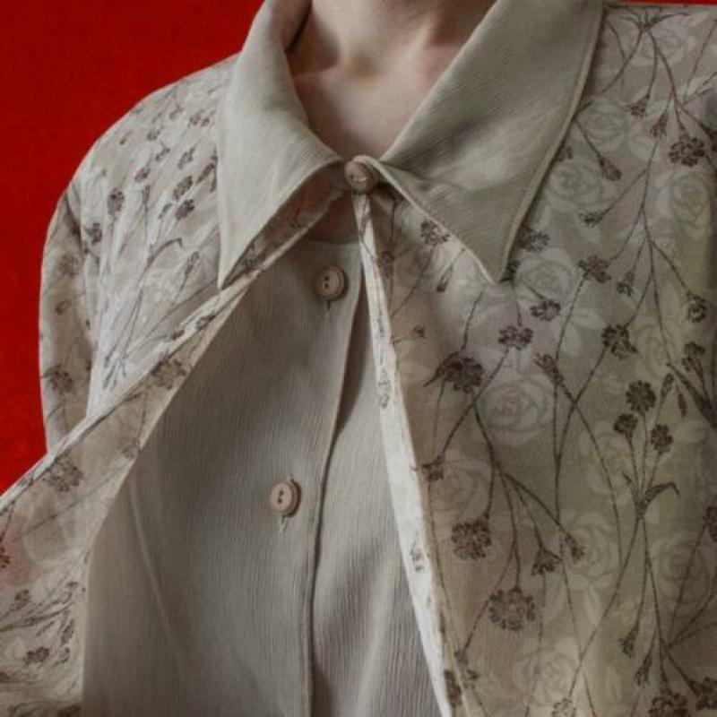 Vintage beige blouse bruin 2.0 bloem