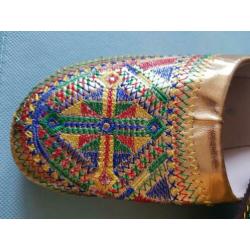 IBIZA BOHO gouden geborduurde pantoffels NIEUW maat 39??