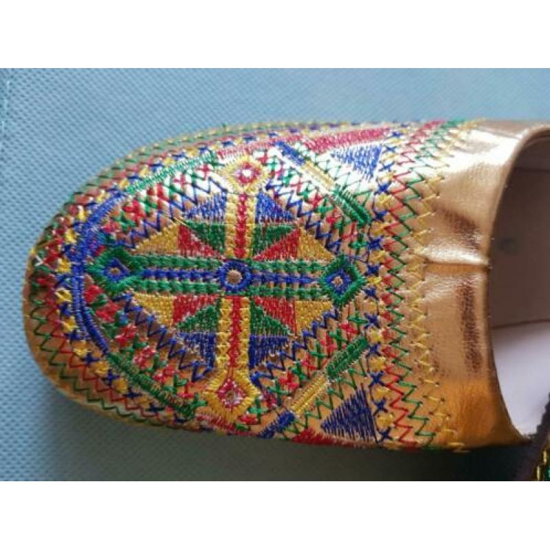 IBIZA BOHO gouden geborduurde pantoffels NIEUW maat 39??