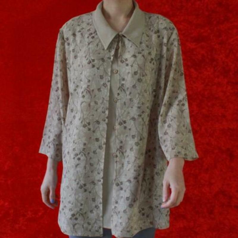 Vintage beige blouse bruin 2.0 bloem