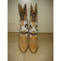 Phard laarzen western cowboy bruintinten crème maat 37 ZGAN