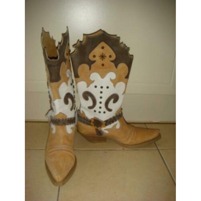 Phard laarzen western cowboy bruintinten crème maat 37 ZGAN