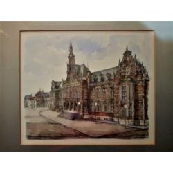 Aquarel / Litho van A. Brobbel / Rijksuniversiteit Groningen