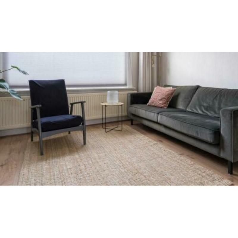 ZGAN groot vloerkleed geweven Lohals jute 160x230. €25,-